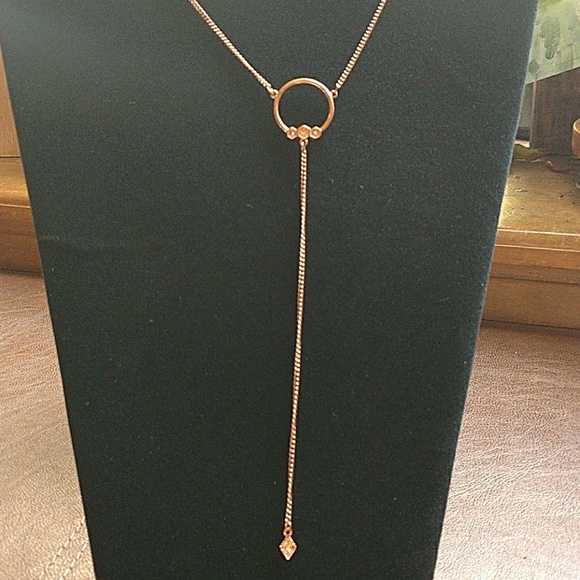 LUV AJ Rose Gold Lariat Necklace - Picture 3 of 4